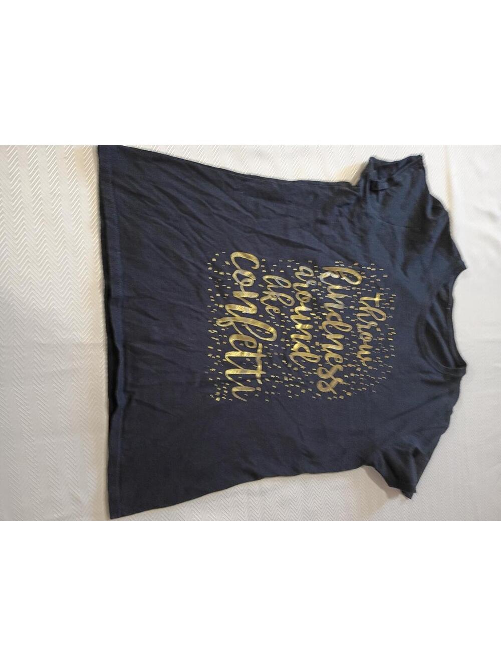 Black T-Shirt with Gold Text Graphic